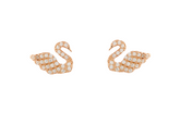 Swan Design Rose Gold Colour 925 Sterling Silver Earrings studded with CZ